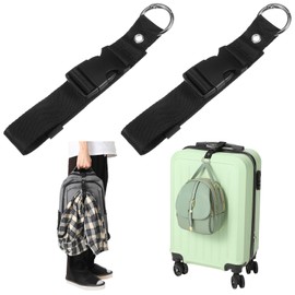 Ouligay Pack of 2 Add A Bag Luggage Straps, Luggage Strap for Jacket Bags, Jacket Holder Backpack Adjustable Luggage Straps for Bags, Make Your Hands Free Add A Bag Strap Travel Accessories, Black