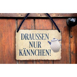 schilderkreis24 Tin Sign Funny Coffee Tea Saying "Draussen nur Kännchen!" Decorative Sign Cafe Restaurant Bar Cafeteria Bistro Gift Idea Retro Kitchen Gift Birthday Christmas 18 x 12 cm