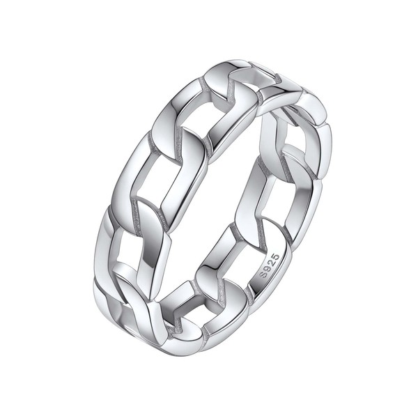 Silvora Women's Men's Chain Ring Curb Chain Fingering 925 Silver