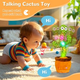 MILEGI Talking Cactus Baby Toys 6 to 12 Months, Singing Cactus Repeat What You Say Baby Toys，Easter Basket Stuffers Dancing Mimicking，Tummy Time Funny Gift for Toddler Boys Girls