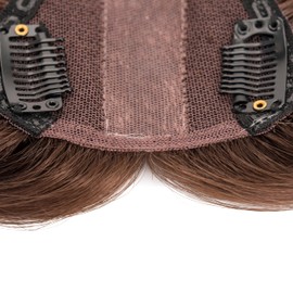 S-noilite Real Human Hair Toppers, 100% Remy Human Hair Toppers for Women,Hair Toppers for Women No Bangs,3.1″*3.4″Silk Base 150% Density 9" Natural Chestnut Brown