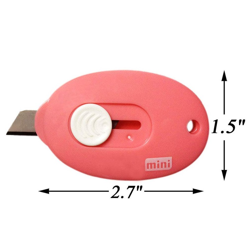 RJWKAZ Mini Utility Knives Box Cutter Retractable Letter Opener (Blue/Pink/White)