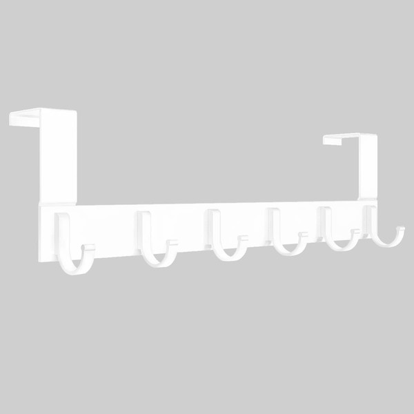 Anjuer Door Hanger, Door Hook, Over the Door Hook, 6 Hooks (Shaped), Wall Hanger, Storage Hook, Hat Hanging, Clothes Hanging, Coat Hanging, Bedroom, Bathroom, Office, Veranda, Drying Space, Aluminum Alloy, White