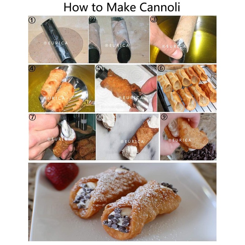 EUICAE Cannoli Tubes, 5 inch Large Stainless Steel Cannoli Forms
