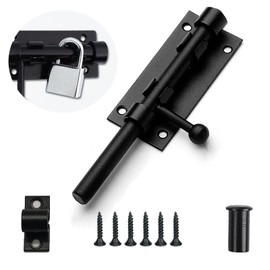 5-inch Bucket Bolt Lock Outdoor Fence Door Lock weldable Steel Painted pin (Black)