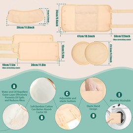 6 Pcs Castor Oil Pack Wrap, Castor Waist Neck Oil Pack Set, Organic Castor Oil Pack, Organic Cotton Flannel for Castor Oil Packs, Castor Oil Pack Kit for Waist and Neck, Khaki (A 2)