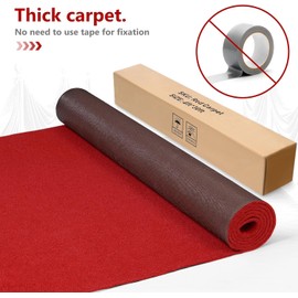 PBHEPJ 4ft x 30ft Extra Thick Red Carpet Runner for Party, Non-Slip TPR Rubber Backed red Rug, Wedding and Events Decorations, Reusable