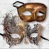 Masquerade Mask Couple Rose Gold Swan Lover 2X Masquerade Mask