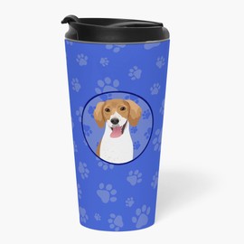 Caroline's Treasures WDK1014TBL215 Beagle Red and White Red Ticked #2 Stainless Steel 16 oz Tumbler, Blue Insulated Tumbler with Lid, Cute Travel Cup for Coffee, Cocktails, Gift Men, Dad, Women, Mot