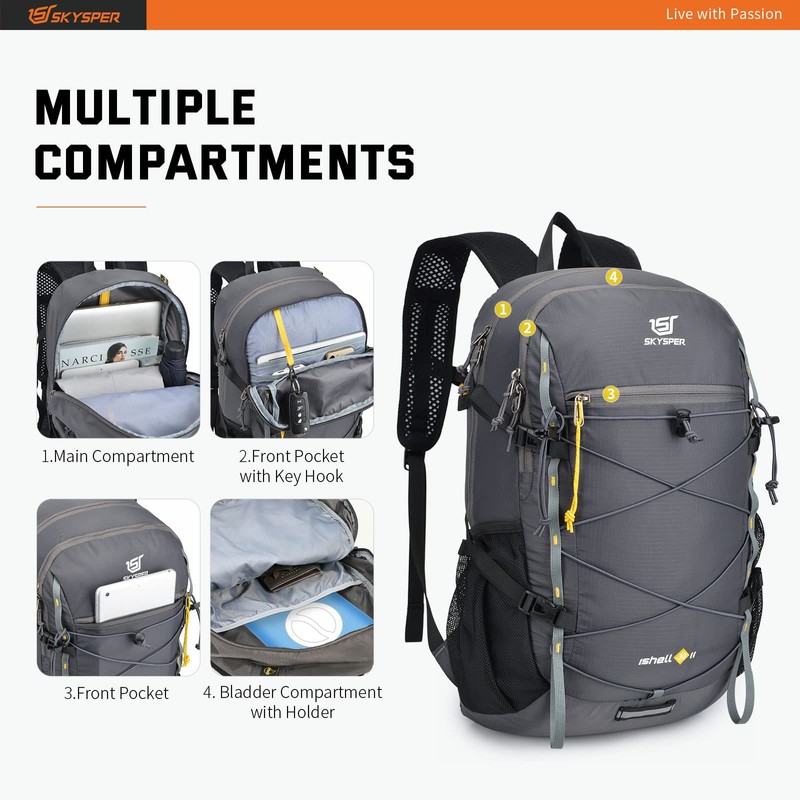 SKYSPER Foldable Hiking Backpack 30L Lightweight Travel Rucksack Packable Daypack