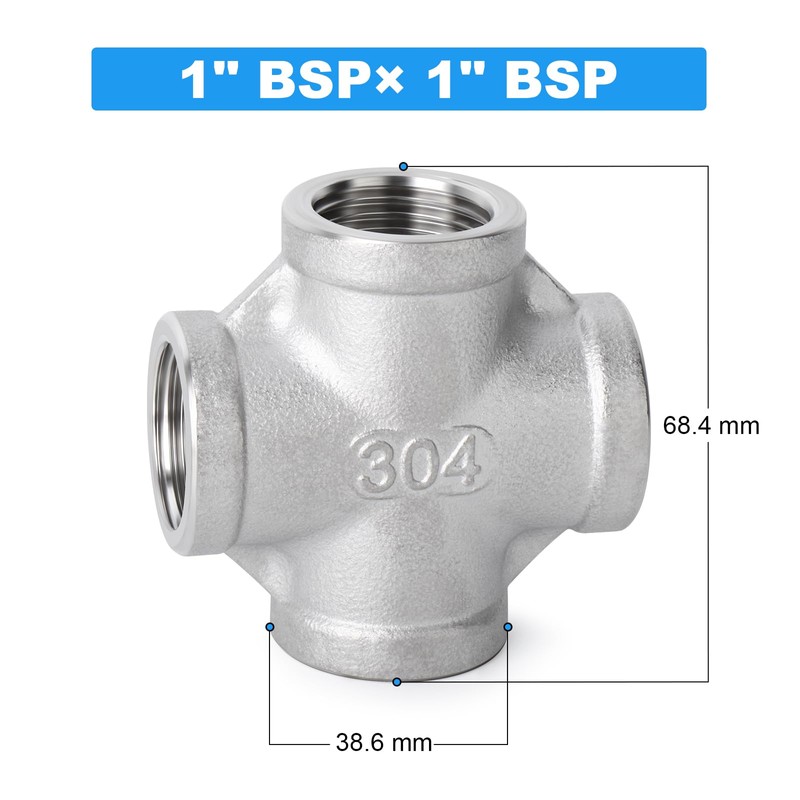 ERGAOBOY 1 Piece 304 Stainless Steel 1" BSP Female 4-Way