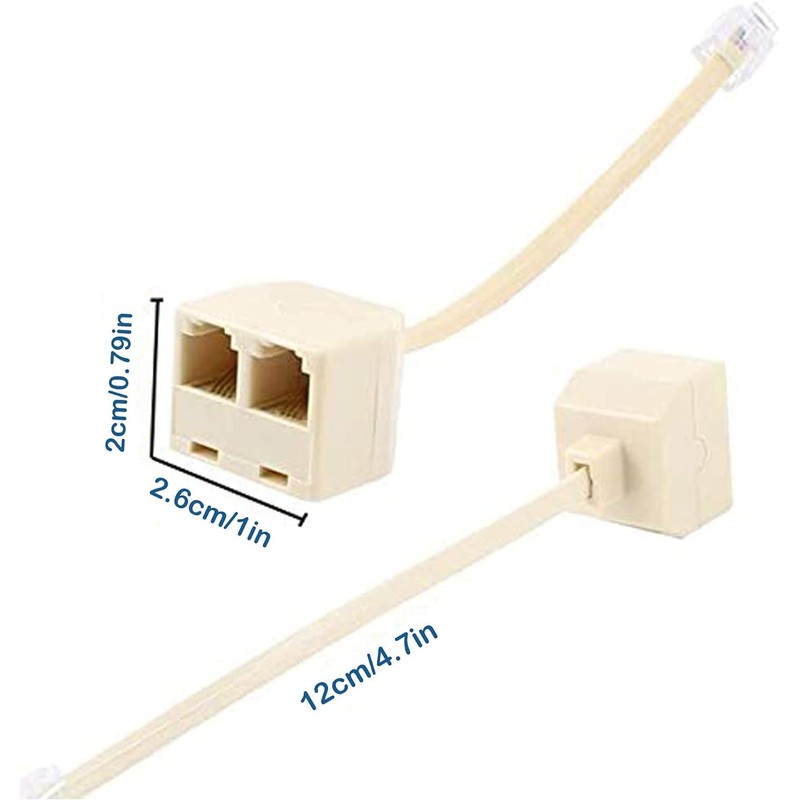 KEWAYO 2PCS Telephone Splitter, RJ11 Male to Female Two Way
