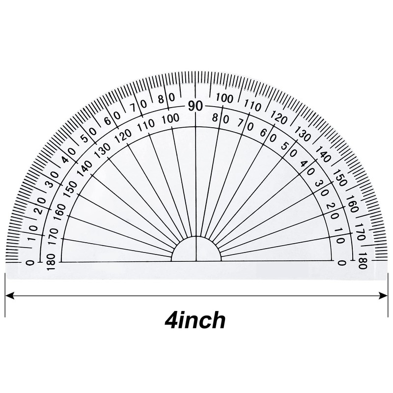 Plastic Protractor for Angle Measurement Student Math 180 Degrees, 4