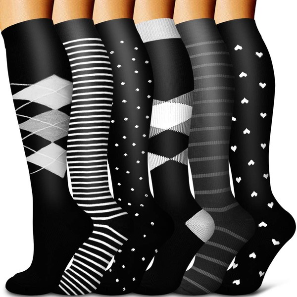 Copper Compression Socks Women & Men Circulation(6 pairs) - Best for Running, Nursing, Hiking, Recovery & Flight Socks
