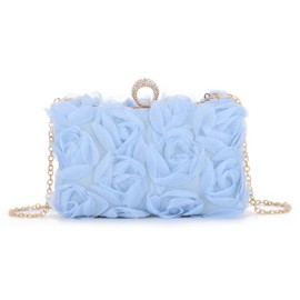 Syrads Floral Clutch Purses for Women Summer Evening Clutches Formal with Removable Chain for Wedding, blue