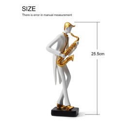 HAUCOZE Music Decor Figurine Saxophone Statue Modern Sculpture Home Gifts Table Centerpiece Crafts Polyresin Arts 10inch