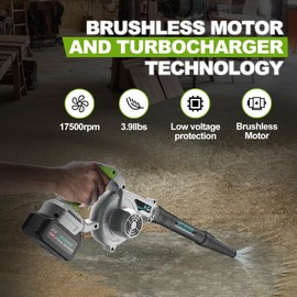 Leaf Blower,21V Leaf Blower Cordless with Battery and Charger 106 CFM/240 MPH 2-in-1 Electric Leaf Blowers & Vacuum with 3 Speed Mode,Blowers for Lawn Care (Grey-4.0Ah-1* Battery)