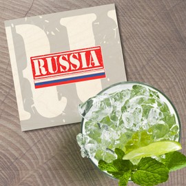 Unbranded Russia Grunge Travel 4'' X 4'' Square Wooden Coaster