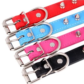 Yiwong Bullet Nail Rivet Dog Collar, Spiked Leather Dog Collar, Leather Dog Collar with Studs, for Medium Size, Pit Bull, English Bulldog