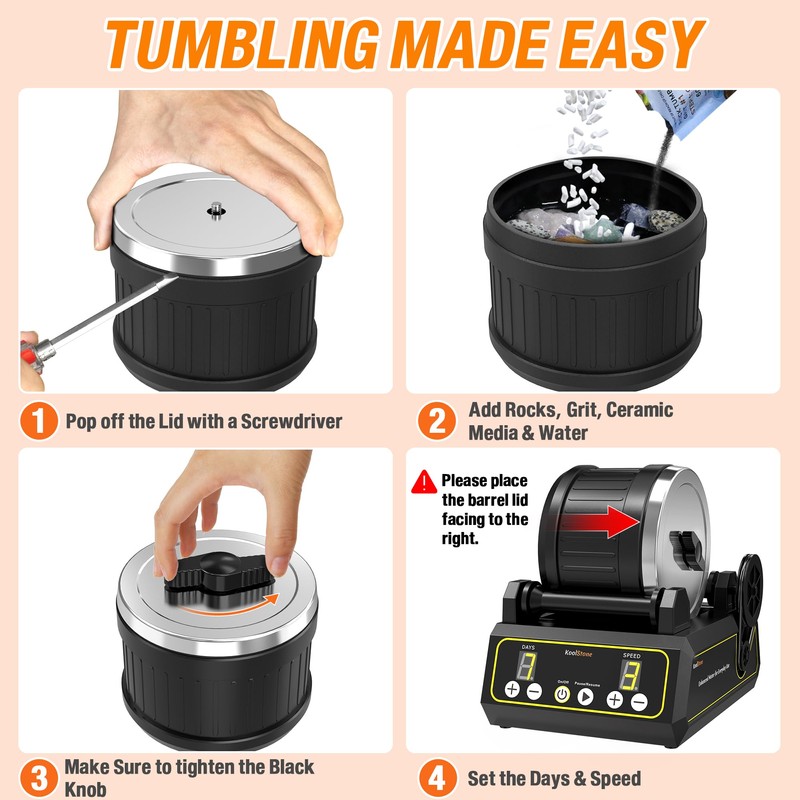 C1 Rock Tumbler Kit - Professional Large 2.5LB Capacity, Up