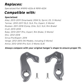 TerchPilet Derailleur Hanger 146 – Compatible with Specialized Part 9890-4226 & 9890-4224, Long Version, Aluminum Alloy Replacement Dropout for Specialized Allez, Tarmac, Roubaix, CruX, Ruby