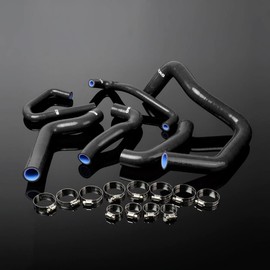 G-PLUS Silicone Radiator Hoses Kit Clamps Compatible With Kawasaki Ninja ZX6R 2007 2008 Black