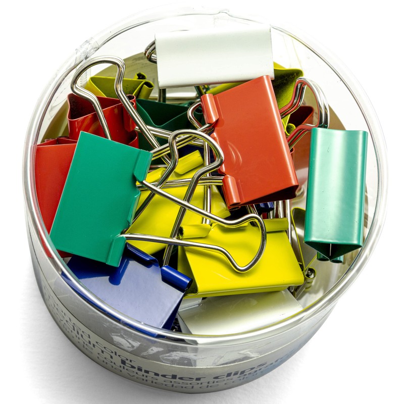 OfficemateOIC Medium Binder Clips, Assorted Colors, 24 Clips per Tub