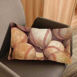 Nicokee Throw Pillow Cover Vintage Baseball Sport Game Decorative Pillow Case Home Decor 20x12 Inches Pillowcase