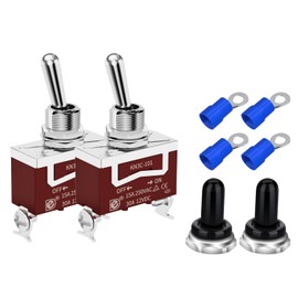 DaierTek Waterproof Toggle Switch 12V DC 30A Heavy Duty 2 Pin ON Off SPST with Weatherproof Boot Cap Cover for Auto Car Marine Boat -2 Pack