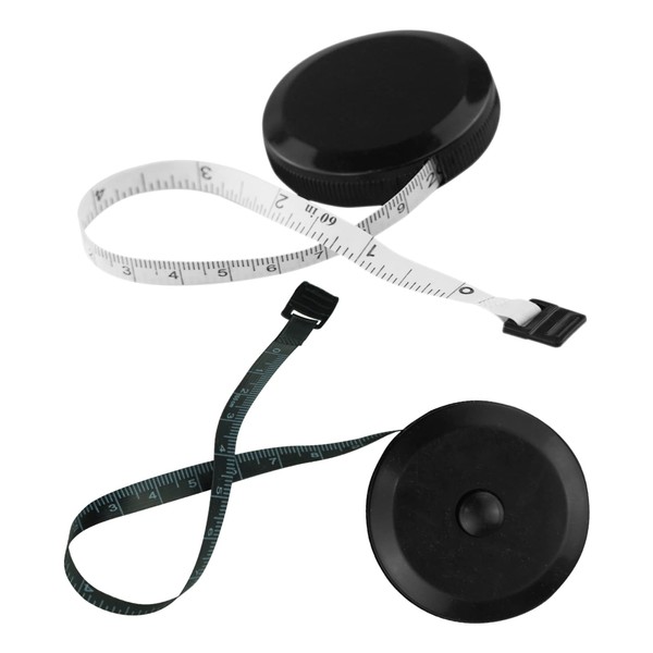 Pack of 2 Retractable Round Black Dual Sided Body Measuring