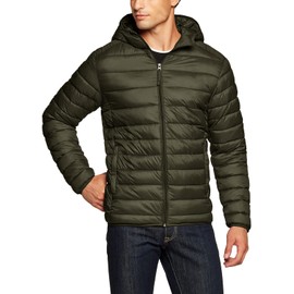 TSLA Men's Lightweight Packable Accent Puffer Jacket, Water-Resistant Winter Jackets, Hoodie Jacket Olive, XX-Large
