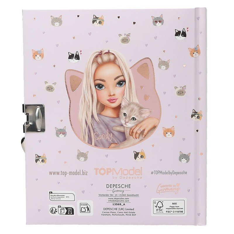 Depesche TOPModel Kitty and Doggy 13569 Diary with Heart Lock
