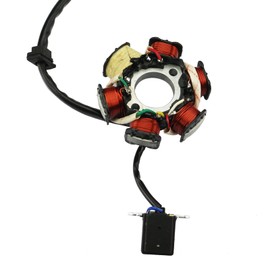 6 Coil 5 Wire GY6 Stator Magneto, PRO BAT, 6 Coil Pole Magneto Stator for GY6 50cc 70cc 90cc110cc 125cc Chinese ATVS Dirt/Pit Blikes Scooter Coolster Max Trade Roket Sunl Tank JCL Lance Znen Jonway