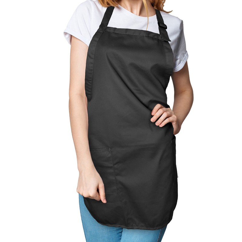 DALIX Apron Commercial Restaurant Home Bib Spun Poly Cotton Kitchen