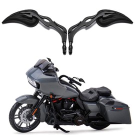 DREAMIZER Matte Black Motorcycle Universal Teardrop Rear View Side Mirrors Compatible for Harley Street Bike Scooter Chopper Cruiser Sportster Dyna Softail Dirt Bike