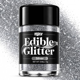 Silver Edible Glitter 5g, Food Grade Edible Luster Dust for Drinks & Cakes, Shimmer Powder for Cocktails, Baking, Cupcakes & Dessert Decoration