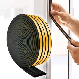 Burlete para Puerta Ventana 20 m Tira Sellado Autoadhesiva de Caucho Aislante Ruido Frío Calor Polvo e Insectos Cinta Selladora Ventanas Corredizas Negro