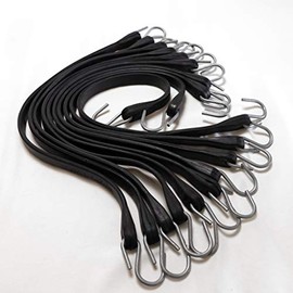 Natural Rubber Tarp Straps | JB | Bungee Cord Tie Down | 21 inch (Crimped 'S' Hook - 10 Pack)