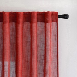 MIULEE - Cortinas de cocina rojas de 24 pulgadas de largo, 2 paneles, suave lino grueso texturizado, cortinas cortas, con filtrado de luz, cortinas de nivel café, para pequeña media ventana, bolsillo