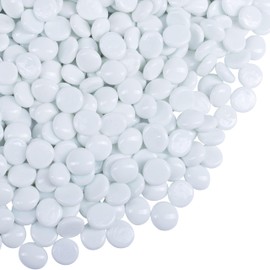 Galashield Flat Glass Marbles for Vases White Glass Gems Beads Pebbles Vase Filler (5 LBS, Approx. 540 PCS)