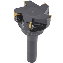 Toolly 3'' Carbide Indexable End Mill, R8 Shank, 5 Flute, with Tpg322 Inserts