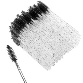 MUKCHAP 600 Stück schwarze Wimpernpinsel, 10 cm, Kunststoff, Mascara-Pinsel zum Bürsten von Wimpern, Auftragen von Make-up