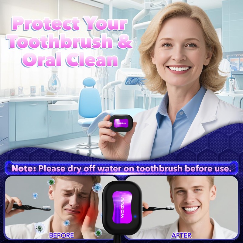 Toothbrush Sanitizer Case, RRZIOM Portable Toothbrush Covers Rechargeable, Rechargeable Toothbrush