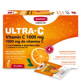 Wampole Ultra-C – 1000 mg of Vitamin C + B Vitamins & Electrolytes Effervescent Powder Mix – Immunity, Energy and Hydration (1 Pack)