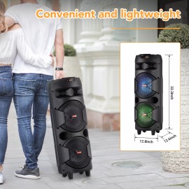 Universal 6,000W Portable Bluetooth Speaker Dual woofer Heavy Bass Party System Mic AUX FM