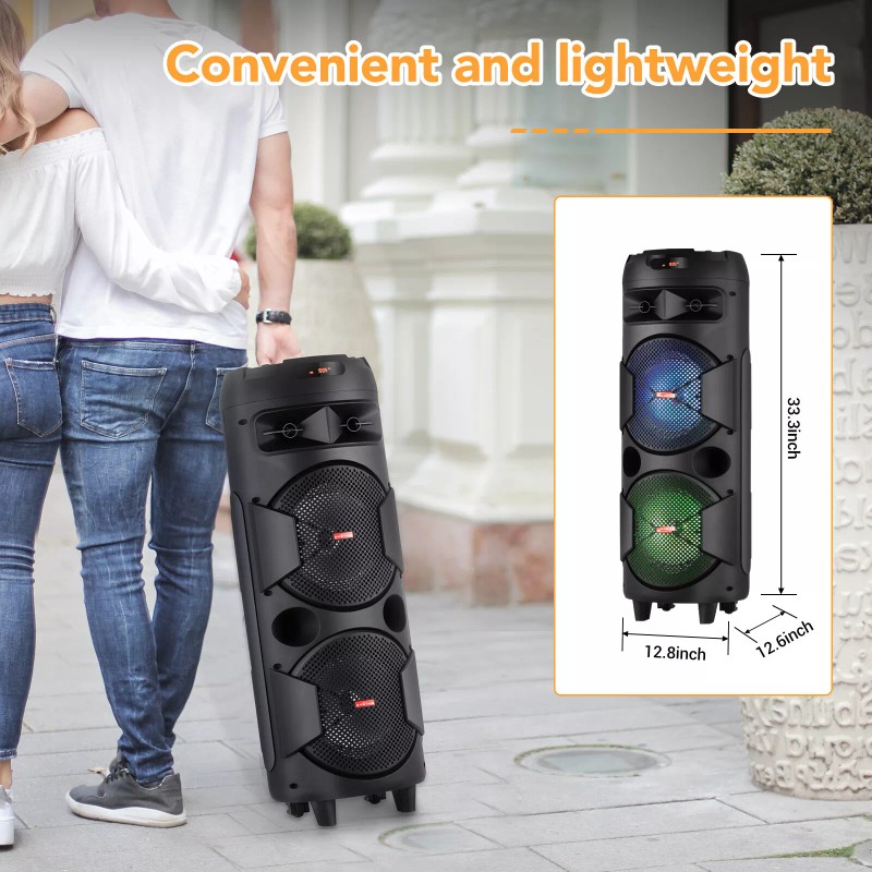 Universal 6,000W Portable Bluetooth Speaker Dual woofer Heavy Bass Party