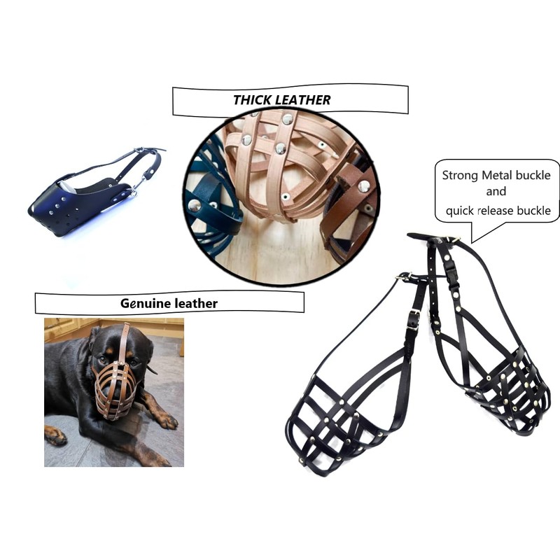 Genuine Leather Dog Muzzle for American Bully, Bully XL and