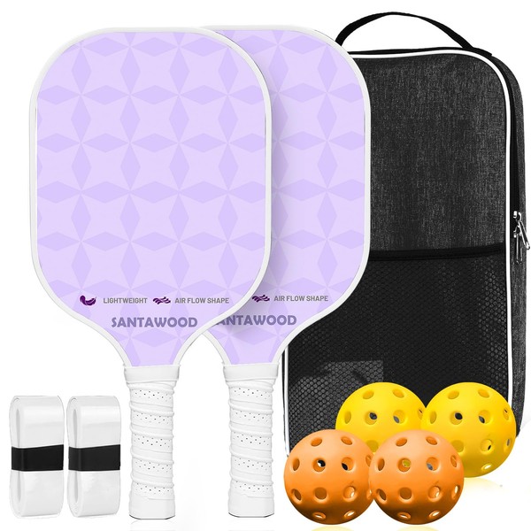 SANTAWOOD Pickleball Paddles Set of 2, Fiberglass Pickleball Racket, 2