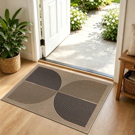 Capslapd Indoor Door Mat 50 x 80 cm Non-Slip Washable Doormat, Black Brown