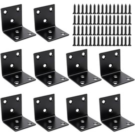 10Pcs L Shaped Right Angle Bracket, 2 x 2 x 2 inch Stainless Steel Corner Bracket 90 Degree L Bracket Corner Brace with Screws for Wooden Shelves, Chairs, Tables, Dressers, Furniture
